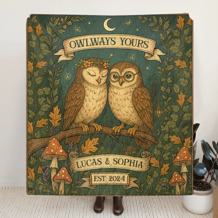 Personalized Couple Cottage Quilt/Fleece Throw Blanket - Gift Idea For Couple - Owlways Yours