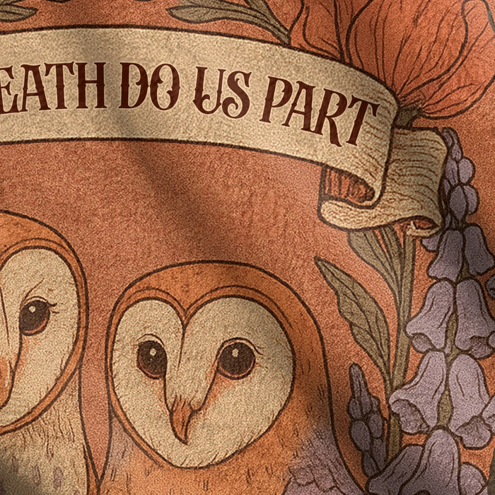 Personalized Owl Couple Cottage Quilt/Fleece Throw Blanket - Gift Idea For Couple - Til' Death Do Us Part