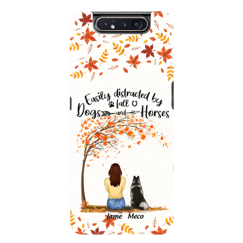 Custom Personalized Horse Dog Mom In Autumn Phone Case - Upto 3 Horses/ Dogs  - Case For iPhone And Samsung