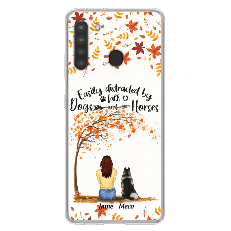 Custom Personalized Horse Dog Mom In Autumn Phone Case - Upto 3 Horses/ Dogs  - Case For iPhone And Samsung