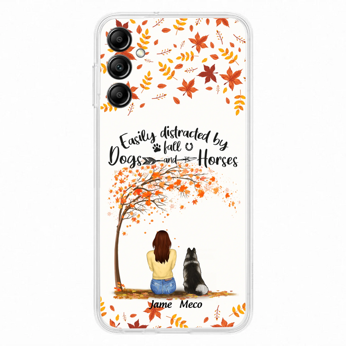Custom Personalized Horse Dog Mom In Autumn Phone Case - Upto 3 Horses/ Dogs  - Case For iPhone And Samsung