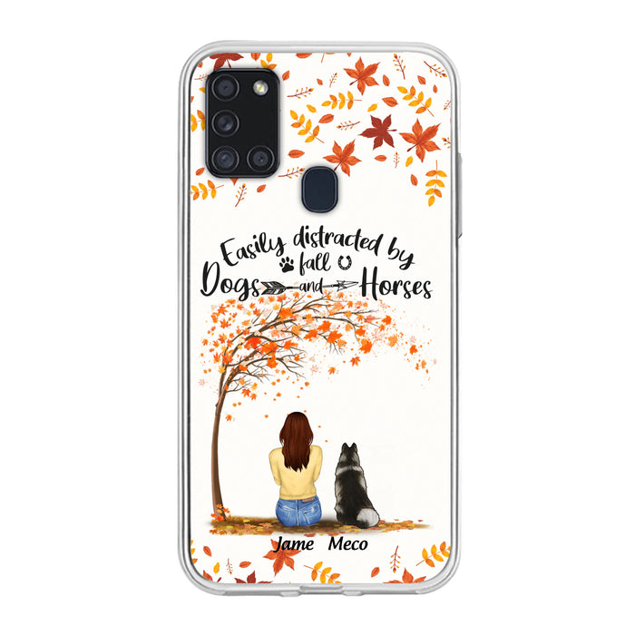 Custom Personalized Horse Dog Mom In Autumn Phone Case - Upto 3 Horses/ Dogs  - Case For iPhone And Samsung