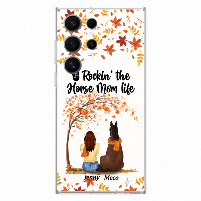 Custom Personalized Horse Mom In Autumn Phone Case - Girl With Upto 3 Horses - Case For iPhone And Samsung