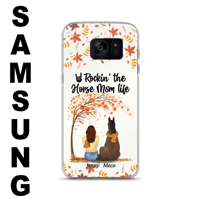 Custom Personalized Horse Mom In Autumn Phone Case - Girl With Upto 3 Horses - Case For iPhone And Samsung