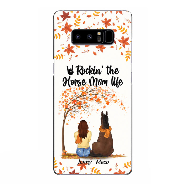 Custom Personalized Horse Mom In Autumn Phone Case - Girl With Upto 3 Horses - Case For iPhone And Samsung