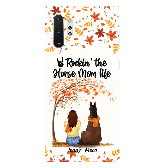 Custom Personalized Horse Mom In Autumn Phone Case - Girl With Upto 3 Horses - Case For iPhone And Samsung