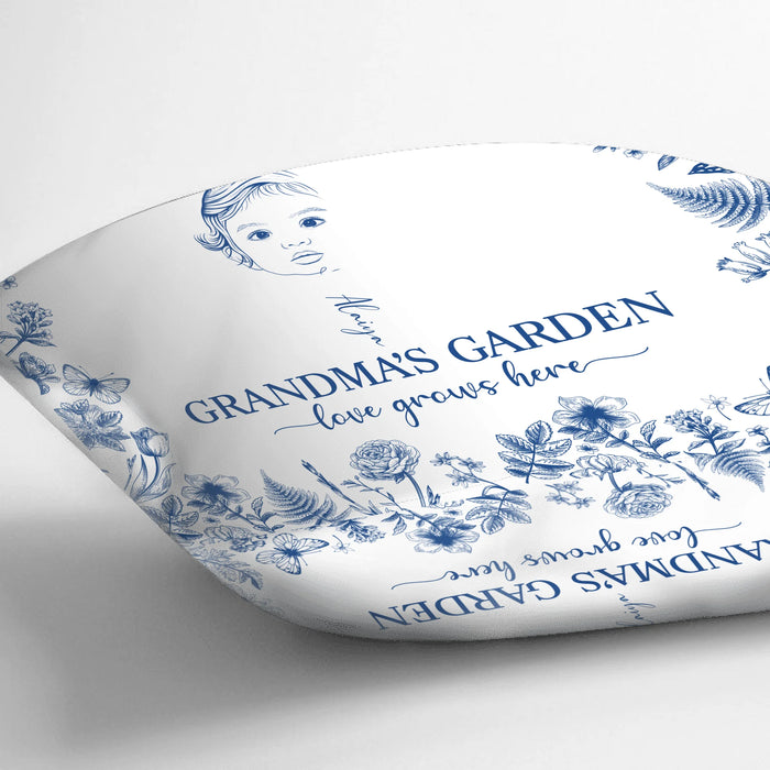 Custom Personalized Grandma's Garden Quilt/ Fleece Throw Blanket/ Pillow Cover - Custom Side Profile Birthmonth Flower - Upto 6 Kids - Love Grows Here