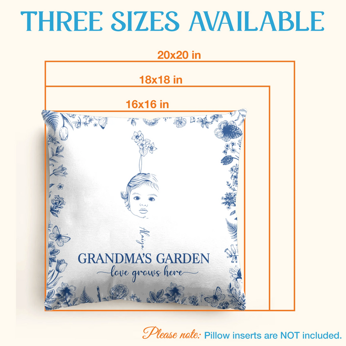Custom Personalized Grandma's Garden Quilt/ Fleece Throw Blanket/ Pillow Cover - Custom Side Profile Birthmonth Flower - Upto 6 Kids - Love Grows Here
