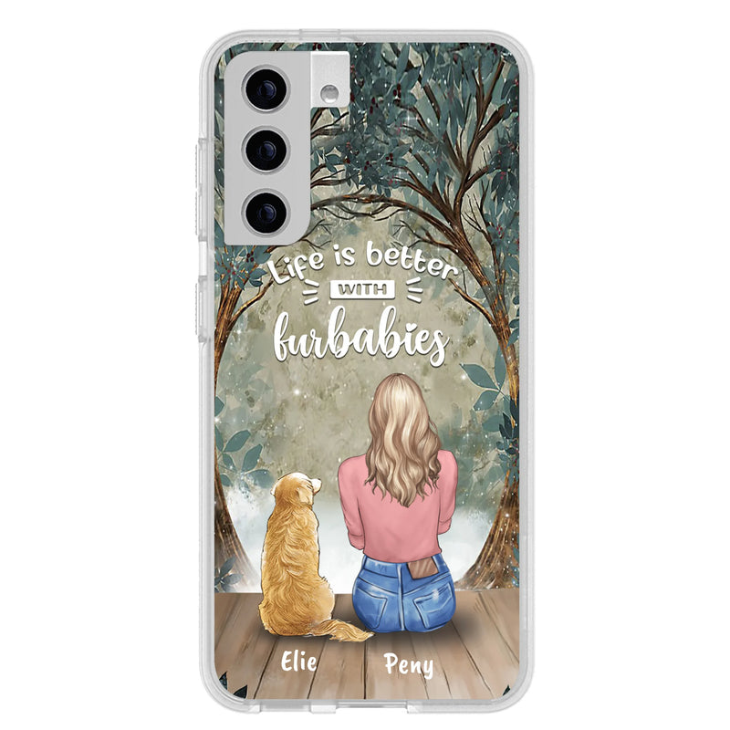 Custom Personalized Pet Mom Phone Case - Girl With Upto 5 Pets - Life Is Better With Furbabies -Phone Case For iPhone And Samsung