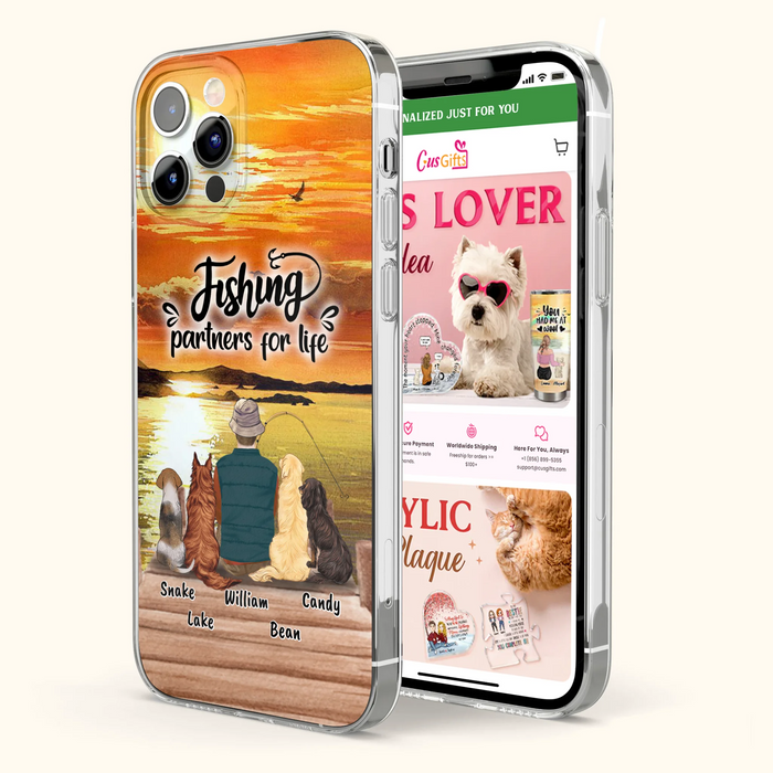 Custom Personalized Fishing Man Phone Case - Upto 4 Dogs - Phone Case For iPhone and Samsung - 4TC88X