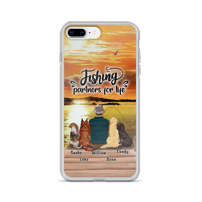 Custom Personalized Fishing Man Phone Case - Upto 4 Dogs - Phone Case For iPhone and Samsung - 4TC88X