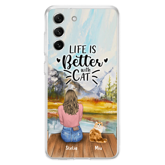 Custom Personalized Cat Mom Phone Case - Gifts For Cat Lovers With Upto 4 Cats - Home Is Where The Paws Are - Case For iPhone, Samsung