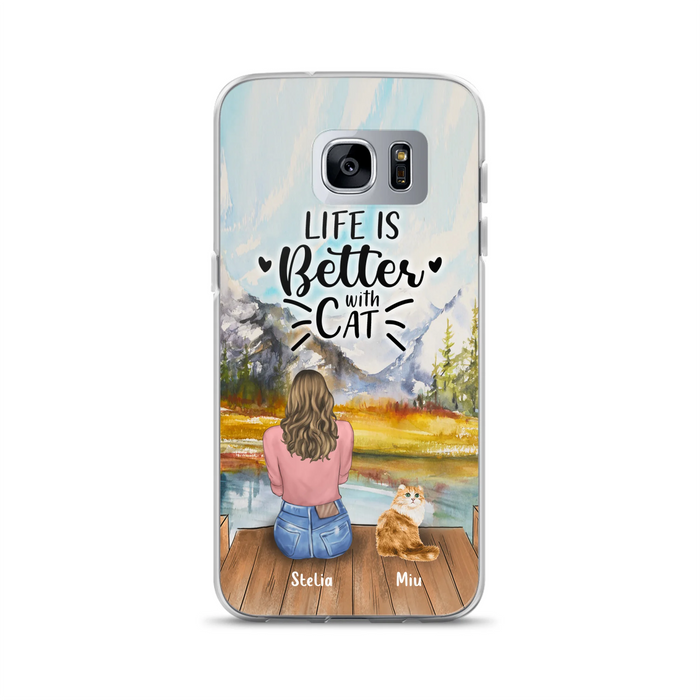 Custom Personalized Cat Mom Phone Case - Gifts For Cat Lovers With Upto 4 Cats - Home Is Where The Paws Are - Case For iPhone, Samsung