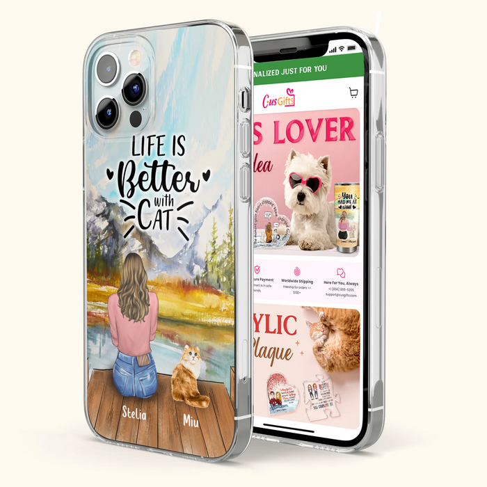 Custom Personalized Cat Mom Phone Case - Gifts For Cat Lovers With Upto 4 Cats - Home Is Where The Paws Are - Case For iPhone, Samsung