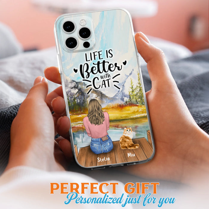 Custom Personalized Cat Mom Phone Case - Gifts For Cat Lovers With Upto 4 Cats - Home Is Where The Paws Are - Case For iPhone, Samsung