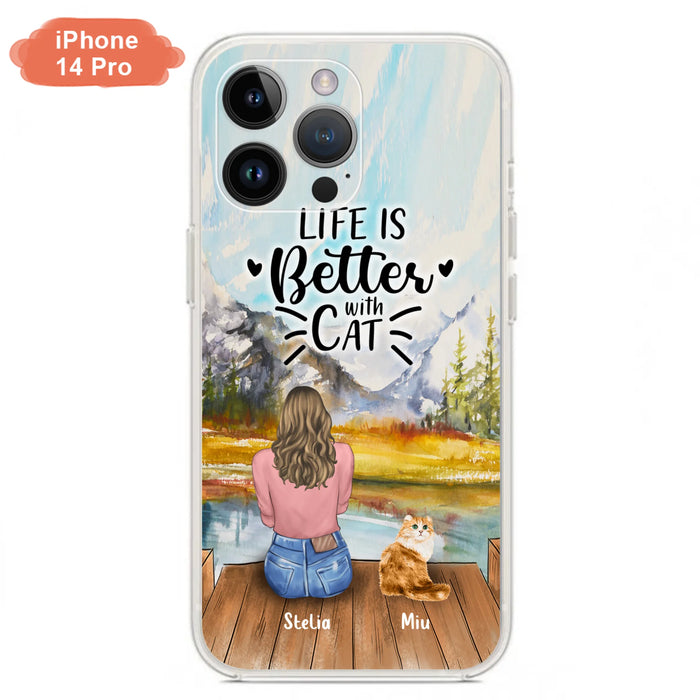 Custom Personalized Cat Mom Phone Case - Gifts For Cat Lovers With Upto 4 Cats - Home Is Where The Paws Are - Case For iPhone, Samsung