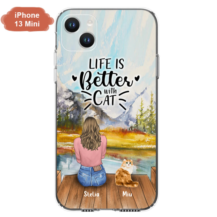 Custom Personalized Cat Mom Phone Case - Gifts For Cat Lovers With Upto 4 Cats - Home Is Where The Paws Are - Case For iPhone, Samsung