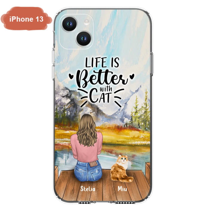 Custom Personalized Cat Mom Phone Case - Gifts For Cat Lovers With Upto 4 Cats - Home Is Where The Paws Are - Case For iPhone, Samsung