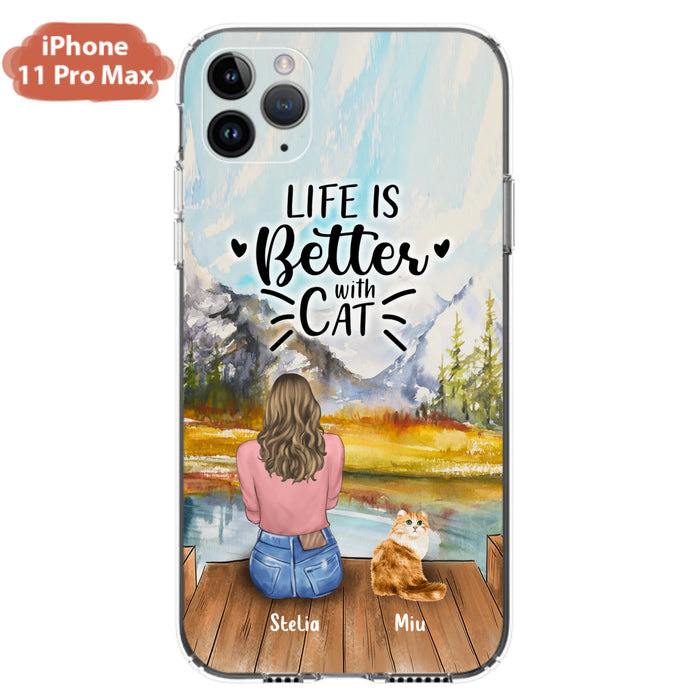 Custom Personalized Cat Mom Phone Case - Gifts For Cat Lovers With Upto 4 Cats - Home Is Where The Paws Are - Case For iPhone, Samsung