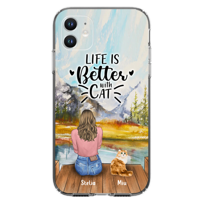 Custom Personalized Cat Mom Phone Case - Gifts For Cat Lovers With Upto 4 Cats - Home Is Where The Paws Are - Case For iPhone, Samsung