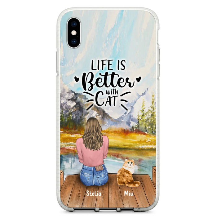 Custom Personalized Cat Mom Phone Case - Gifts For Cat Lovers With Upto 4 Cats - Home Is Where The Paws Are - Case For iPhone, Samsung