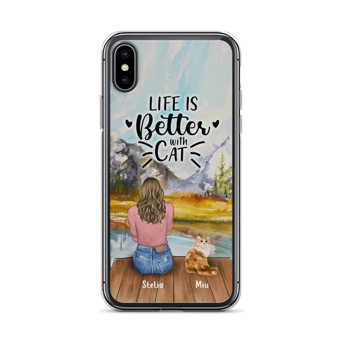 Custom Personalized Cat Mom Phone Case - Gifts For Cat Lovers With Upto 4 Cats - Home Is Where The Paws Are - Case For iPhone, Samsung