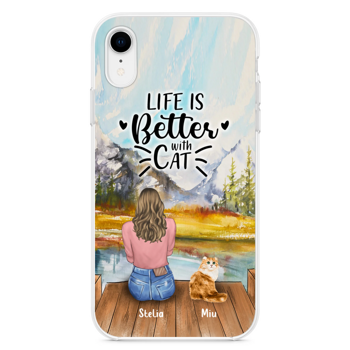 Custom Personalized Cat Mom Phone Case - Gifts For Cat Lovers With Upto 4 Cats - Home Is Where The Paws Are - Case For iPhone, Samsung