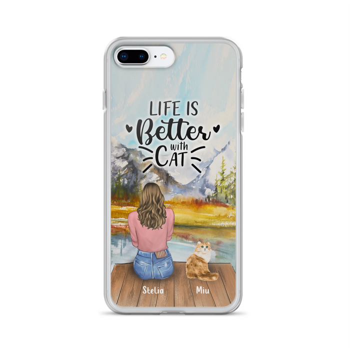 Custom Personalized Cat Mom Phone Case - Gifts For Cat Lovers With Upto 4 Cats - Home Is Where The Paws Are - Case For iPhone, Samsung