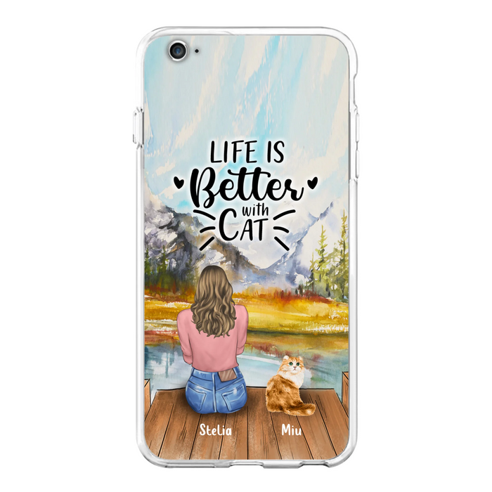 Custom Personalized Cat Mom Phone Case - Gifts For Cat Lovers With Upto 4 Cats - Home Is Where The Paws Are - Case For iPhone, Samsung