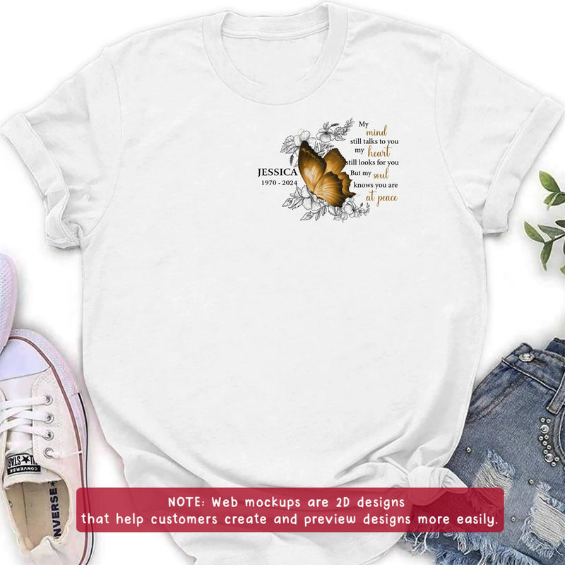 Personalized Memorial Butterfly Shirt/Hoodie - Up to 4 Butterflies - Memorial Gift Idea for Mother's Day/Father's Day - My Mind Still Talks To You