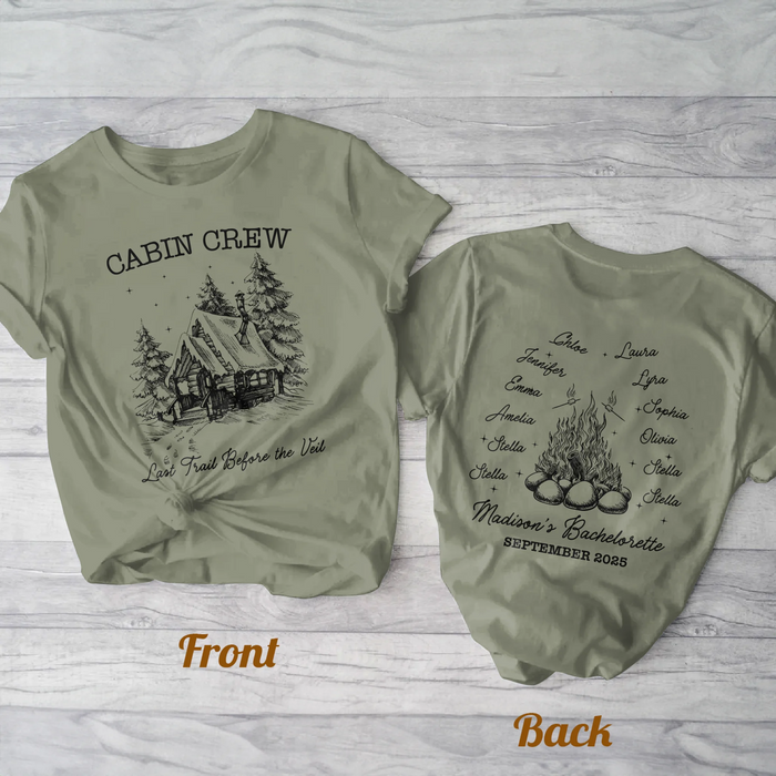 Custom Personalized Camp Bachelorette Party AOP T-shirt - Gift Idea For Camping Lover - Last Trail Before The Veil