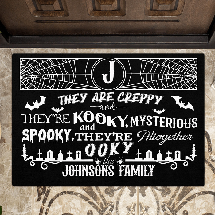 Personalized Family Creepy Doormat - Halloween Gift Idea For Family - They're Creepy They're Kooky Mysterious & Spooky