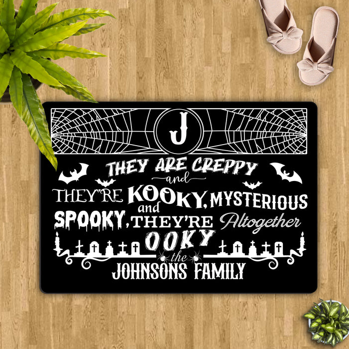 Personalized Family Creepy Doormat - Halloween Gift Idea For Family - They're Creepy They're Kooky Mysterious & Spooky
