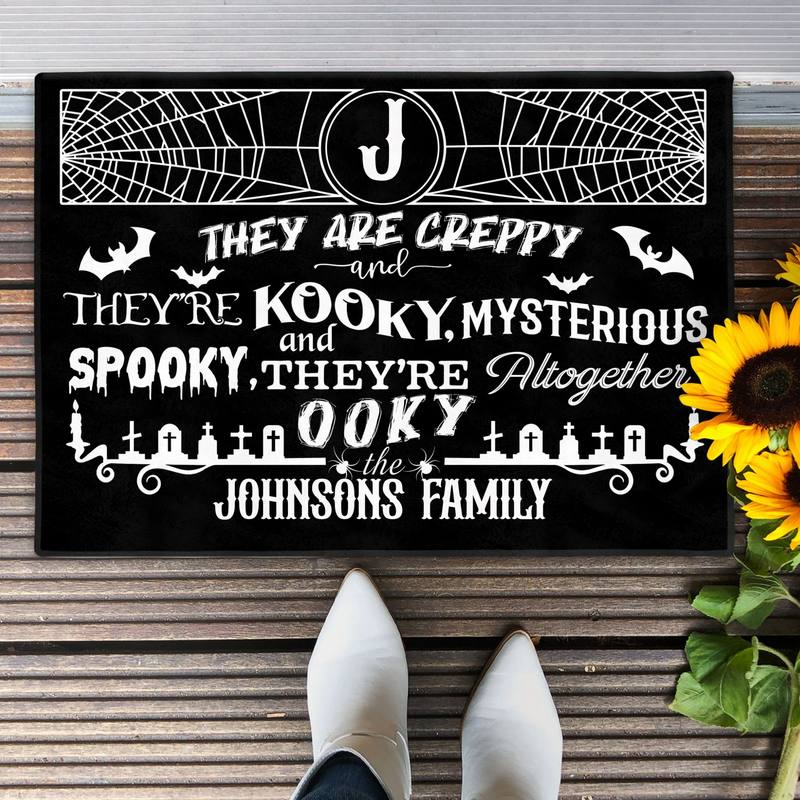 Personalized Family Creepy Doormat - Halloween Gift Idea For Family - They're Creepy They're Kooky Mysterious & Spooky