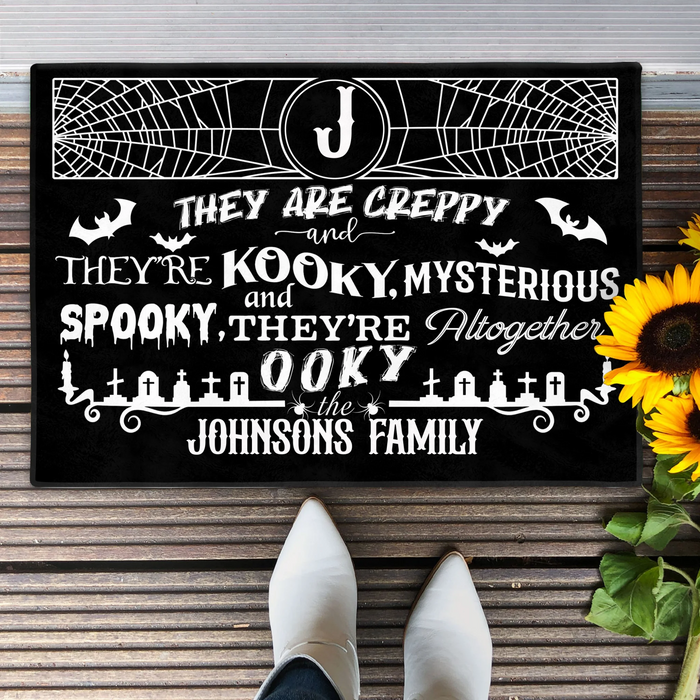 Personalized Family Creepy Doormat - Halloween Gift Idea For Family - They're Creepy They're Kooky Mysterious & Spooky