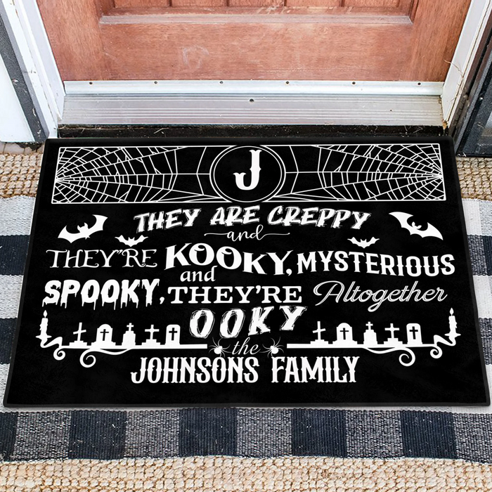 Personalized Family Creepy Doormat - Halloween Gift Idea For Family - They're Creepy They're Kooky Mysterious & Spooky