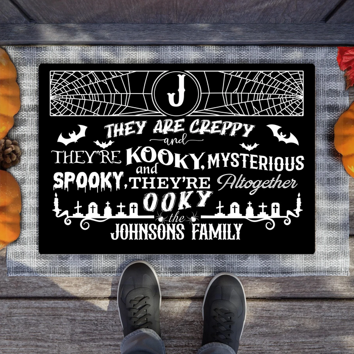 Personalized Family Creepy Doormat - Halloween Gift Idea For Family - They're Creepy They're Kooky Mysterious & Spooky