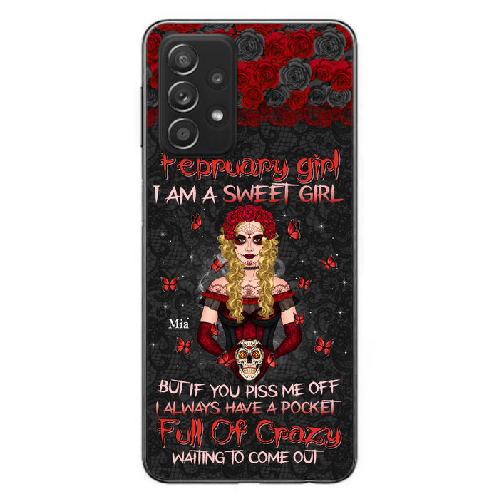 Custom Personalized Skull Girl Phone Case - Birthday Gift Idea For Skull Lover - I Am A Sweet Girl - Case For iPhone And Samsung