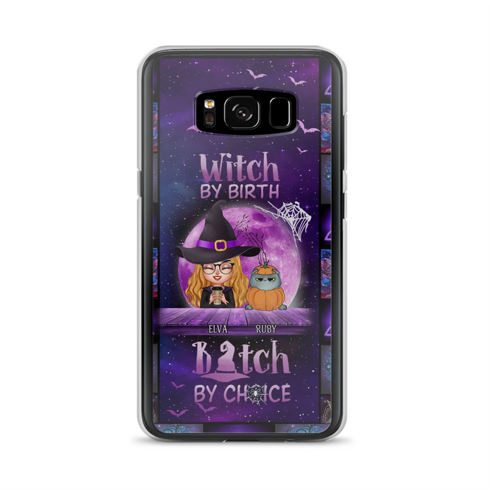 Custom Personalized Witch Phone Case - Gift Idea For Witch/ Dog/ Cat Lover - Upto 4 Pets - Witch By Birth - Case For iPhone/ Samsung