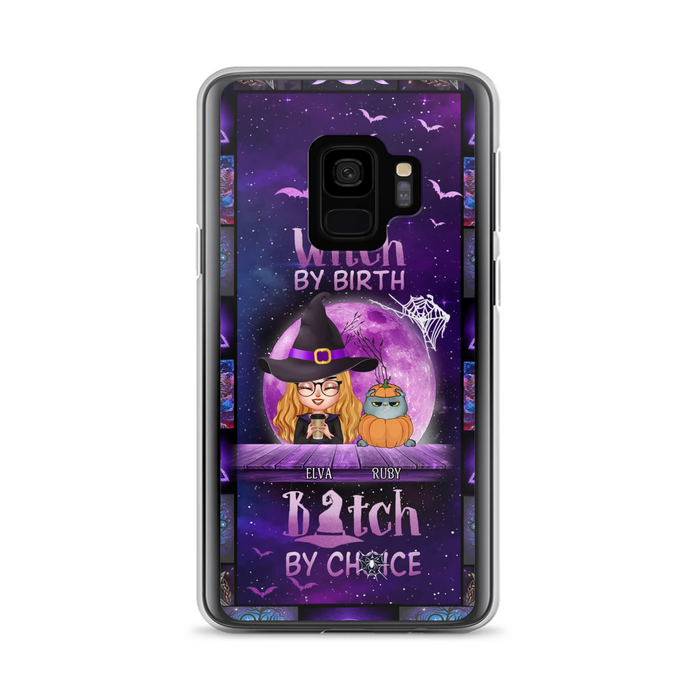 Custom Personalized Witch Phone Case - Gift Idea For Witch/ Dog/ Cat Lover - Upto 4 Pets - Witch By Birth - Case For iPhone/ Samsung