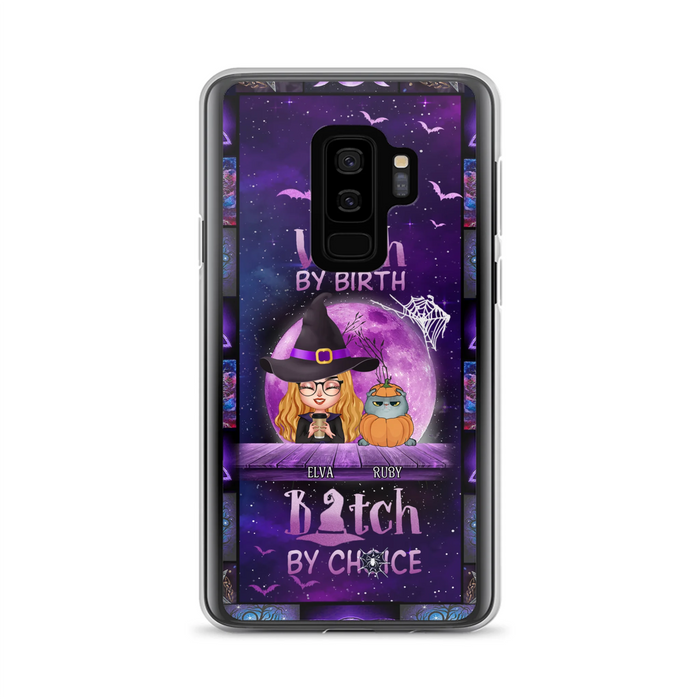 Custom Personalized Witch Phone Case - Gift Idea For Witch/ Dog/ Cat Lover - Upto 4 Pets - Witch By Birth - Case For iPhone/ Samsung
