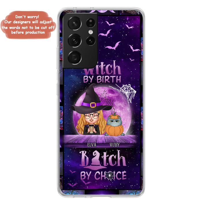 Custom Personalized Witch Phone Case - Gift Idea For Witch/ Dog/ Cat Lover - Upto 4 Pets - Witch By Birth - Case For iPhone/ Samsung