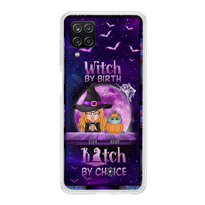 Custom Personalized Witch Phone Case - Gift Idea For Witch/ Dog/ Cat Lover - Upto 4 Pets - Witch By Birth - Case For iPhone/ Samsung