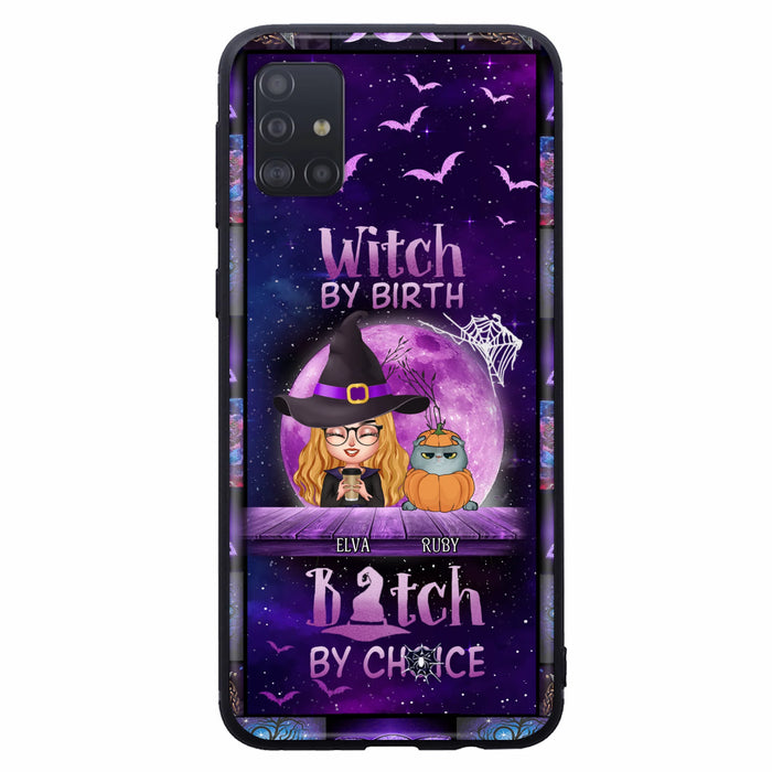 Custom Personalized Witch Phone Case - Gift Idea For Witch/ Dog/ Cat Lover - Upto 4 Pets - Witch By Birth - Case For iPhone/ Samsung