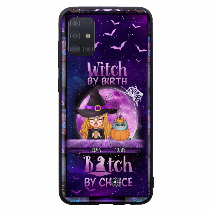 Custom Personalized Witch Phone Case - Gift Idea For Witch/ Dog/ Cat Lover - Upto 4 Pets - Witch By Birth - Case For iPhone/ Samsung