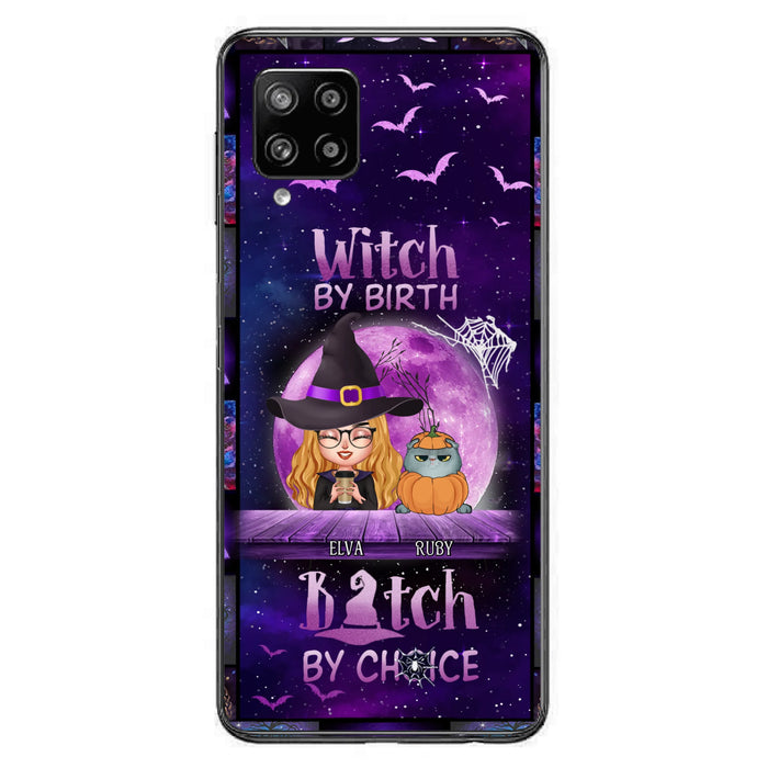 Custom Personalized Witch Phone Case - Gift Idea For Witch/ Dog/ Cat Lover - Upto 4 Pets - Witch By Birth - Case For iPhone/ Samsung