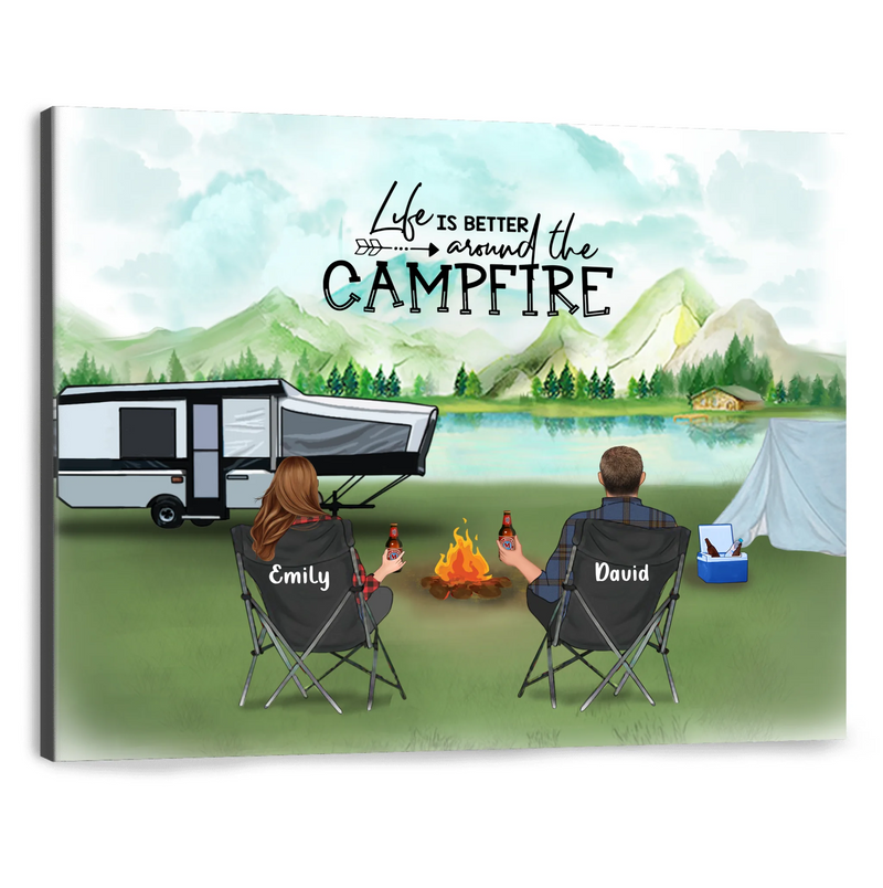 Personalized Camping Canvas - Gift For Whole Family - Couple/Parents With Up to 6 Kids - 6 Pets - Making Memories One Campsite At A Time