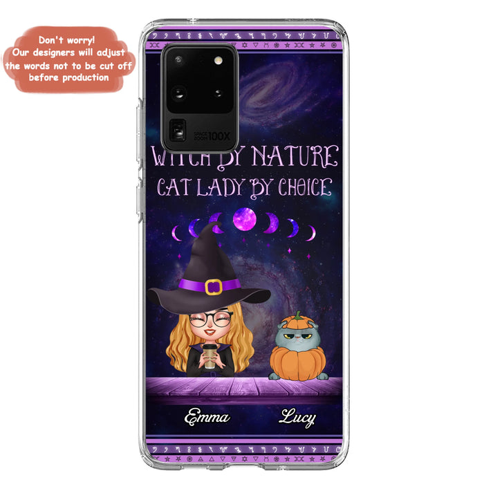 Custom Personalized Witch Phone Case for iPhone/ Samsung - Gift Idea For Halloween/ Pet Lovers with up to 5 Pets - Witch By Nature, Cat Lady By Choice