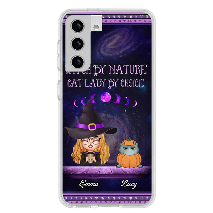 Custom Personalized Witch Phone Case for iPhone/ Samsung - Gift Idea For Halloween/ Pet Lovers with up to 5 Pets - Witch By Nature, Cat Lady By Choice