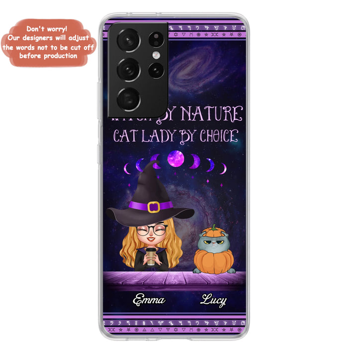 Custom Personalized Witch Phone Case for iPhone/ Samsung - Gift Idea For Halloween/ Pet Lovers with up to 5 Pets - Witch By Nature, Cat Lady By Choice